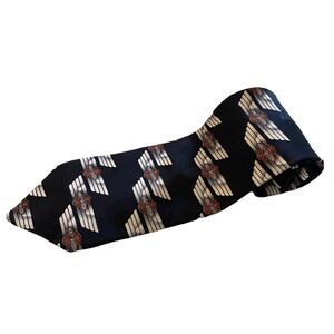 Harley Davidson Motorcycle Vtg. Black&White Neck‎ Tie Ralph Marlin 58",3.5"EUC